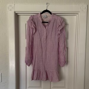 French Toast Pink Checkered Ruffle Mini Dress